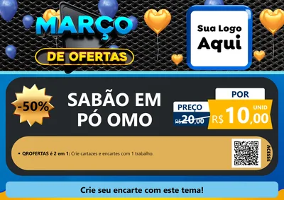 Modelo de Cartaz para Cartaz A4 Horizontal com o tema Março de Ofertas para Produtos de Limpeza