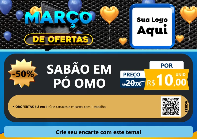 Modelo de Cartaz para Cartaz A4 Horizontal com o tema Março de Ofertas para Produtos de Limpeza