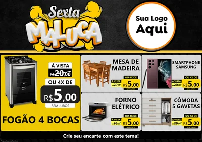 Modelo de Encarte para Encarte A4 Horizontal com o tema Sexta Maluca para Móveis e Eletro