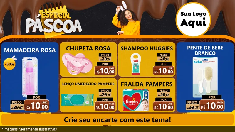 Modelo de TV para TV Horizontal com o tema Especial Páscoa para Bebês