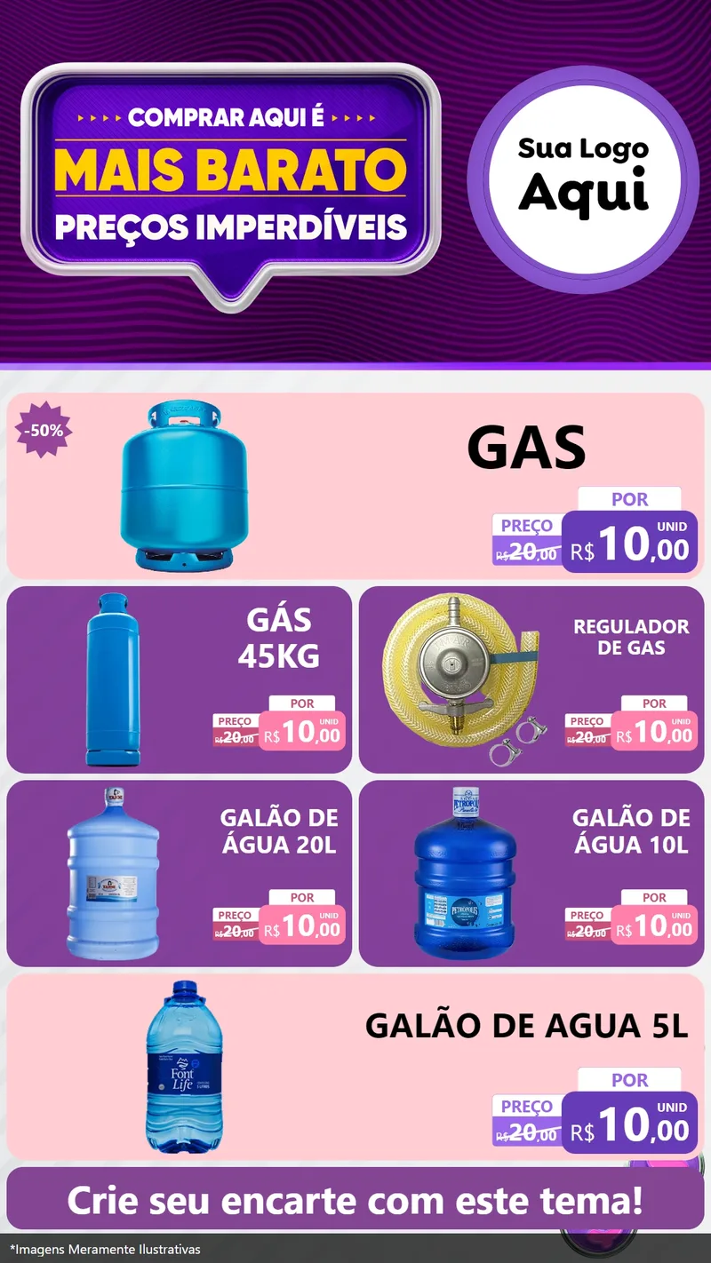 Modelo de TV para TV Vertical com o tema Mais Barato para Água e gás