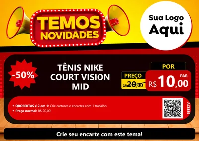 Modelo de Cartaz para Cartaz A4 Horizontal com o tema Temos Novidades para Calçados