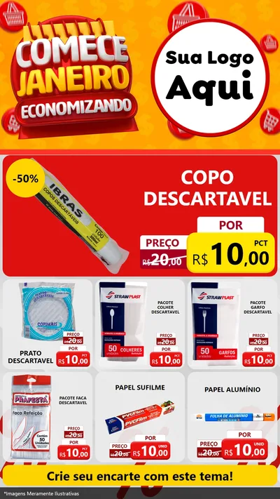Modelo de Rede Social para Stories com o tema Comece Janeiro Economizando para Embalagens