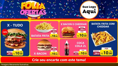 Modelo de TV para TV Horizontal com o tema Folia de Ofertas para Hamburgueria