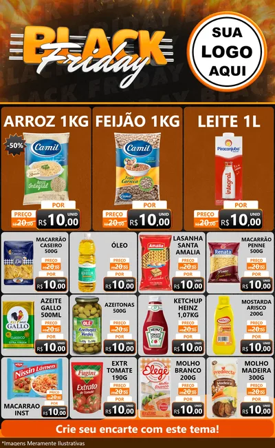 Modelo de Encarte para Encarte Grande com o tema Black Friday para Supermercado