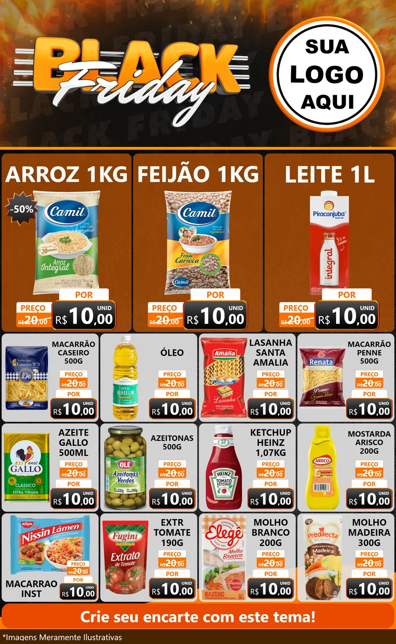 Modelo de Encarte para Encarte Grande com o tema Black Friday para Supermercado
