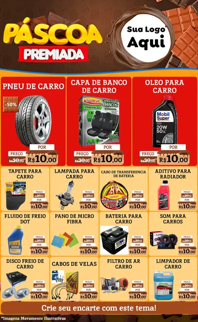 Modelo de Encarte para Encarte Grande com o tema Páscoa Premiada para Auto peças