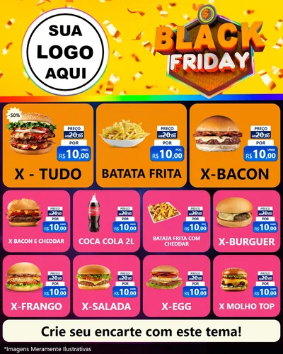Modelo de Rede Social para Feed Instagram com o tema Black Friday para Hamburgueria
