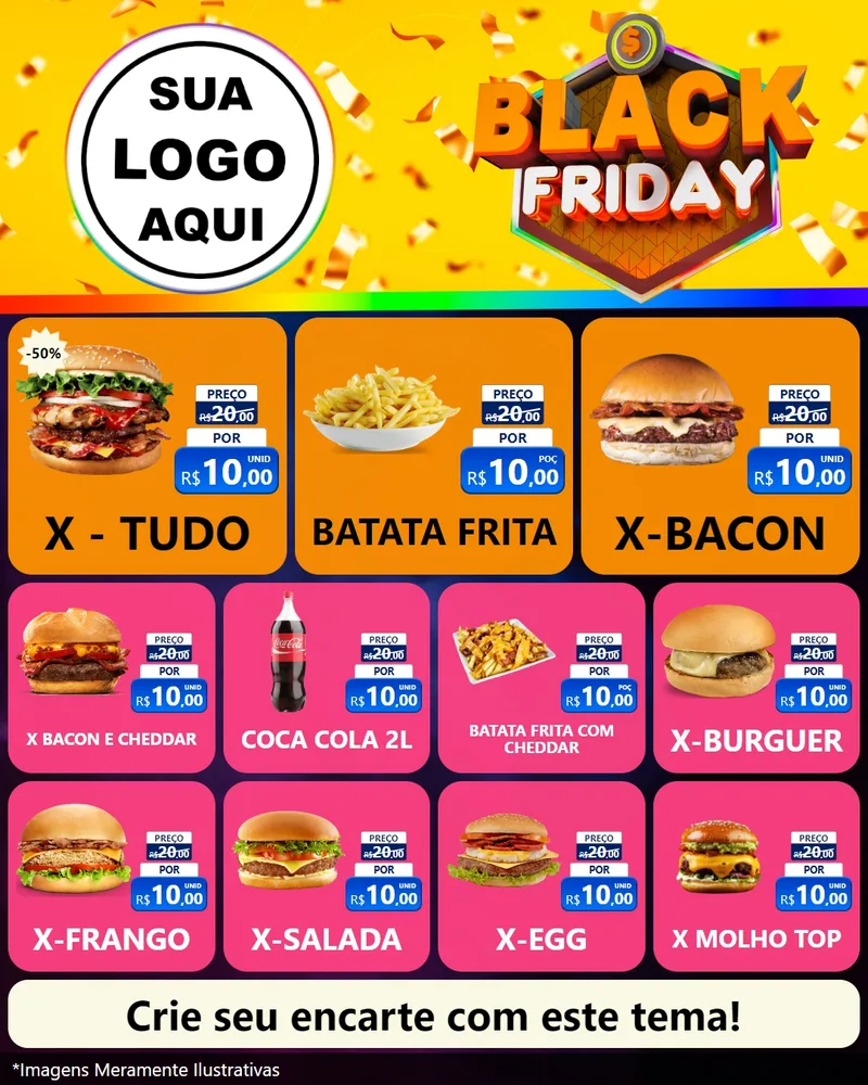 Modelo de Rede Social para Feed Instagram com o tema Black Friday para Hamburgueria