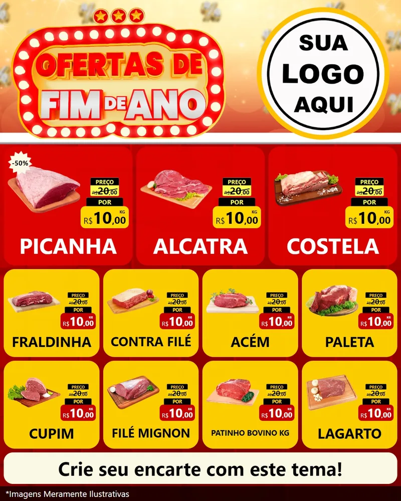 Modelo de Rede Social para Feed Instagram com o tema Ofertas de Fim de Ano para Açougue