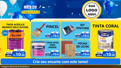 Modelo de TV para TV Horizontal com o tema Mês de Aniversário para Tintas e Ferramentas