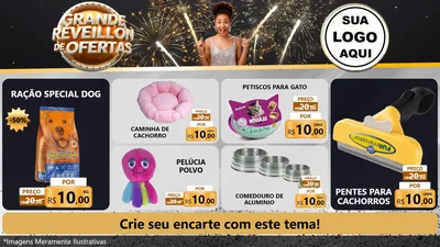 Modelo de TV para TV Horizontal com o tema Grande Réveillon de Ofertas para Pet Shop