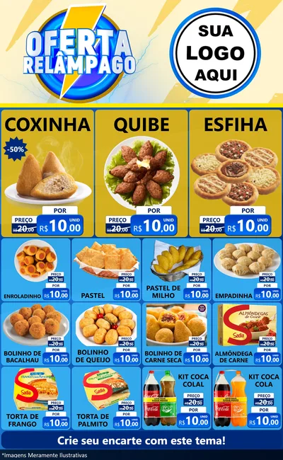 Modelo de Encarte para Encarte Grande com o tema Oferta Relâmpago para Salgadaria