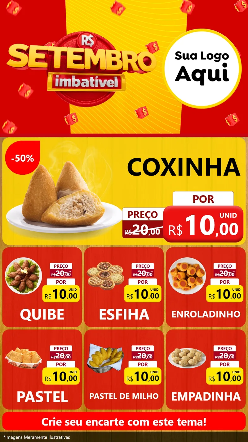 Modelo de Rede Social para Stories com o tema Setembro Imbatível para Salgadaria