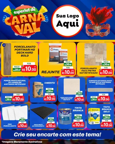 Modelo de Rede Social para Feed Instagram com o tema Especial de Carnaval para Pisos e revestimentos
