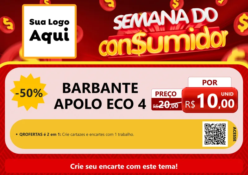 Modelo de Cartaz para Cartaz A4 Horizontal com o tema Semana do Consumidor para Armarinho e Aviamentos