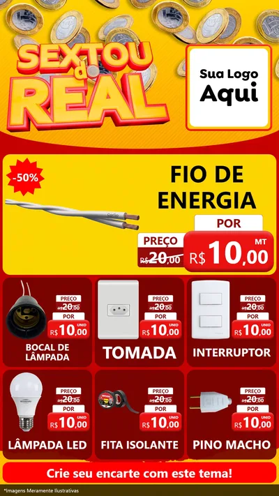 Modelo de Rede Social para Stories com o tema Sextou do Real para Materiais Elétricos
