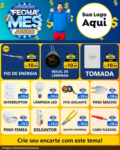 Modelo de Rede Social para Feed Instagram com o tema Operação Fecha Mês, Junho para Materiais Elétricos