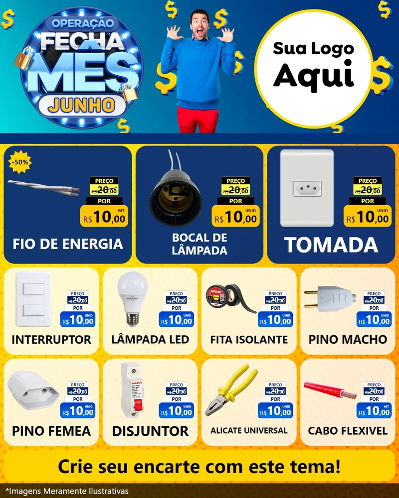 Modelo de Rede Social para Feed Instagram com o tema Operação Fecha Mês, Junho para Materiais Elétricos