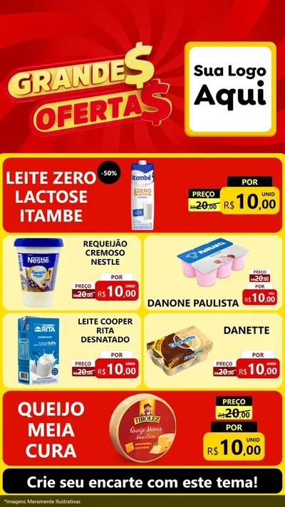 Modelo de TV para TV Vertical com o tema Grandes Ofertas para Frios e Laticínios