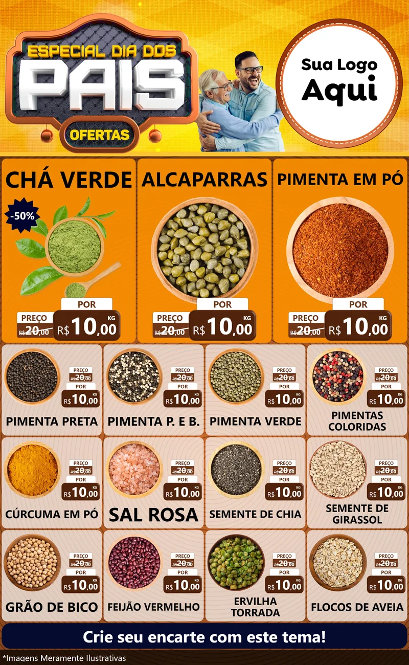 Modelo de Encarte para Encarte Grande com o tema Especial Dia dos Pais para Produtos Naturais