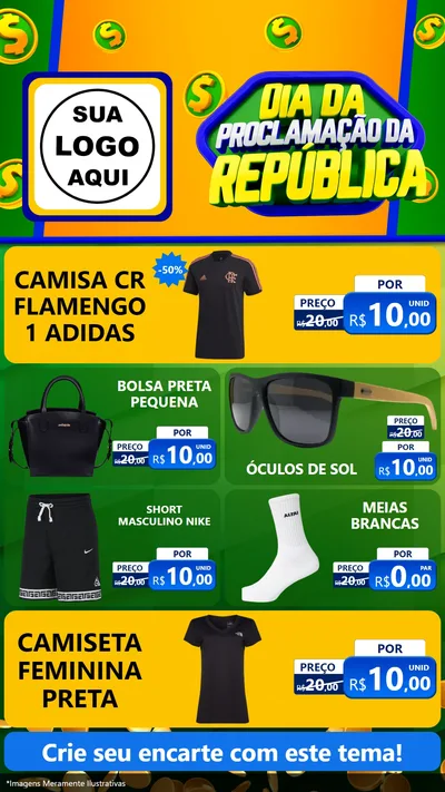 Modelo de TV para TV Vertical com o tema Dia Da Proclamação da República para Roupas e acessórios