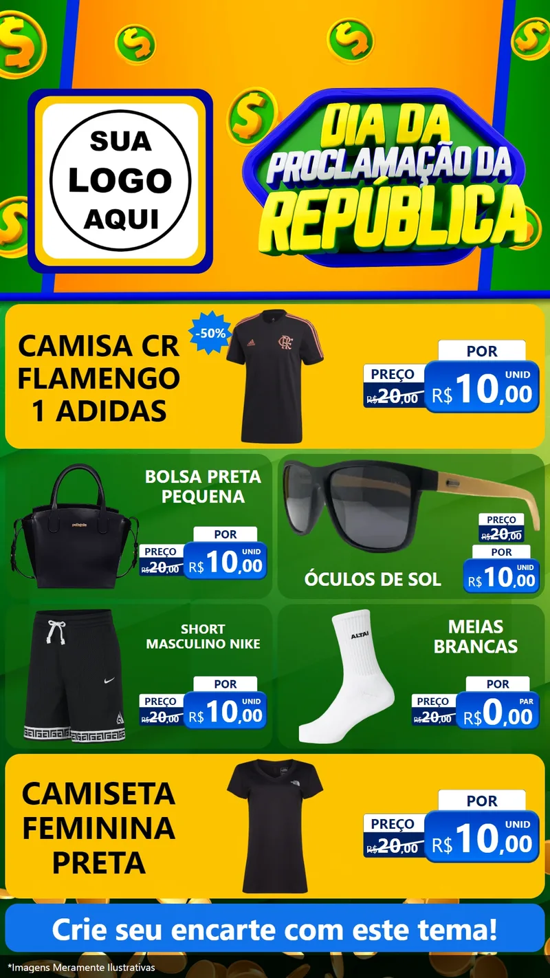 Modelo de TV para TV Vertical com o tema Dia Da Proclamação da República para Roupas e acessórios