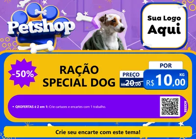 Modelo de Cartaz para Cartaz A4 Horizontal com o tema Petshop para Pet Shop