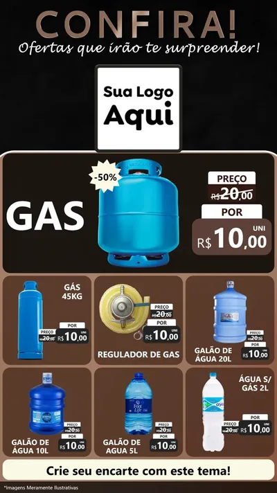 Modelo de Rede Social para Stories com o tema Confira! Ofertas que irão te surpreender! para Água e gás
