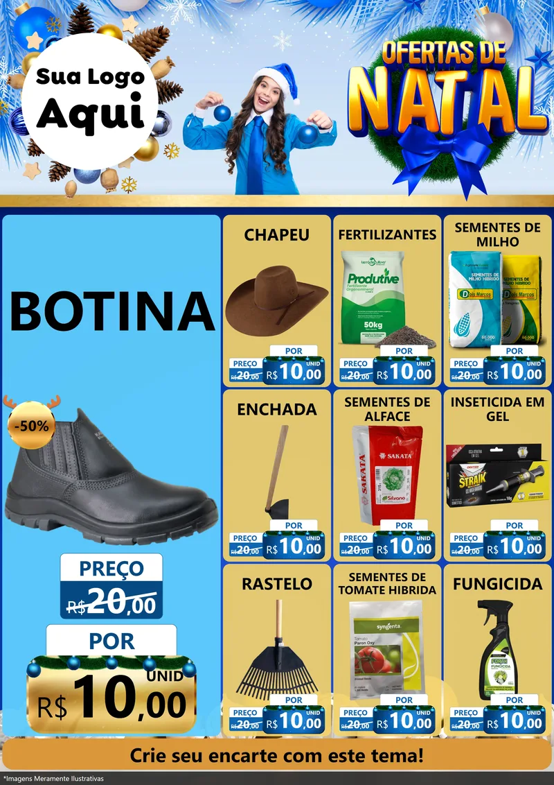 Modelo de Encarte para Encarte A4 Vertical com o tema Ofertas de Natal para Agropecuária