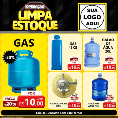 Modelo de Rede Social para Feed Facebook com o tema Operação Limpa Estoque para Água e gás