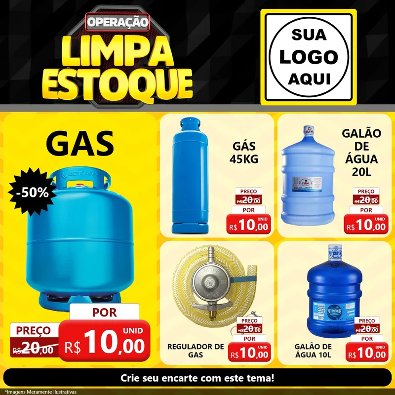 Modelo de Rede Social para Feed Facebook com o tema Operação Limpa Estoque para Água e gás