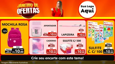 Modelo de TV para TV Horizontal com o tema Janeiro de Ofertas para Papelaria