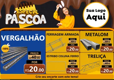 Modelo de Encarte para Encarte A4 Horizontal com o tema Especial Páscoa para Ferragens