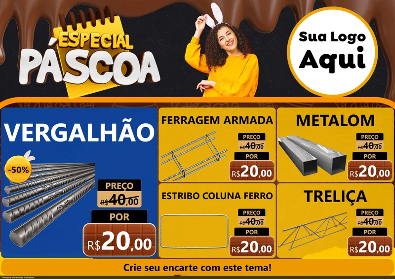 Modelo de Encarte para Encarte A4 Horizontal com o tema Especial Páscoa para Ferragens
