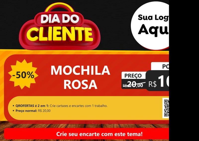 Modelo de Cartaz para Cartaz A4 Horizontal com o tema Dia do Cliente para Papelaria