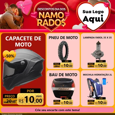 Modelo de Rede Social para Feed Facebook com o tema Descontos Dia dos Namorados para Moto peças