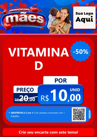 Modelo de Cartaz para Cartaz A4 Vertical com o tema Promoção das Mães para Farmácia