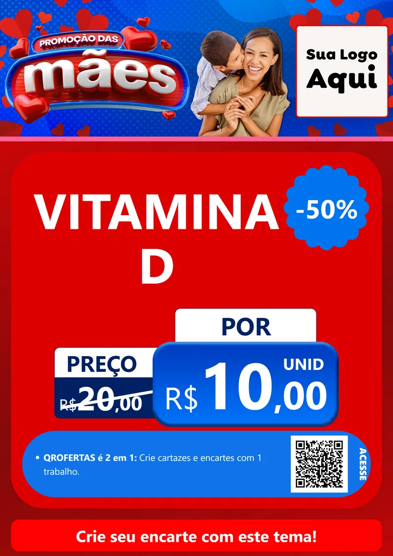 Modelo de Cartaz para Cartaz A4 Vertical com o tema Promoção das Mães para Farmácia