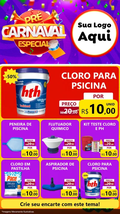 Modelo de Rede Social para Stories com o tema Pré-Carnaval Especial para Produtos para Piscina