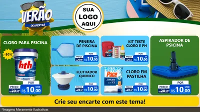 Modelo de TV para TV Horizontal com o tema Verão de Ofertas para Produtos para Piscina