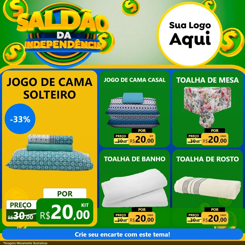 Modelo de Rede Social para Feed Facebook com o tema Saldão da Indepêndencia para Cama, Mesa e Banho
