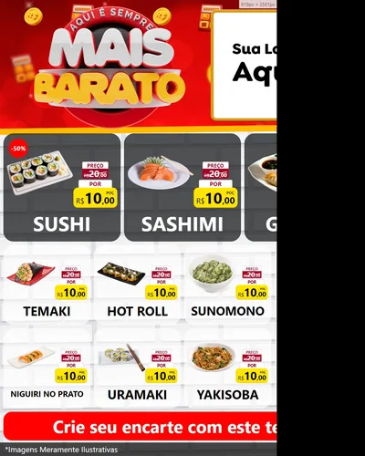 Modelo de Rede Social para Feed Instagram com o tema Mais Barato para Comida japonesa