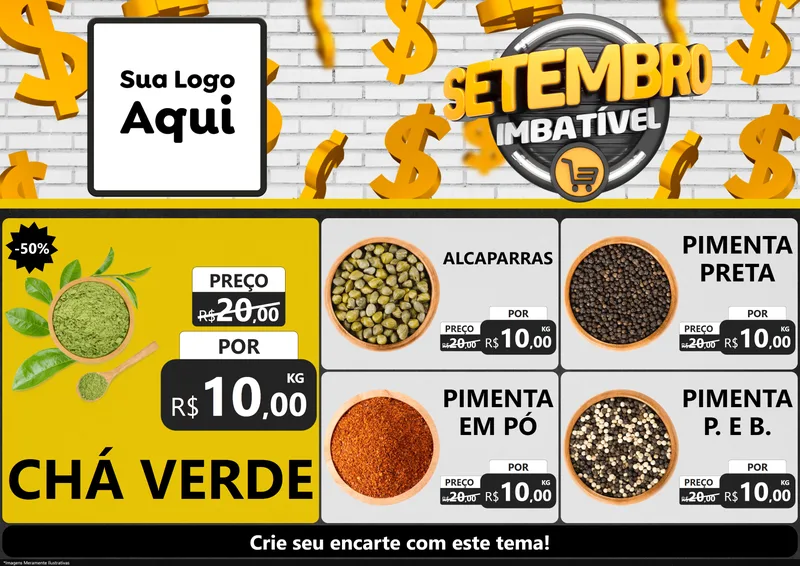 Modelo de Encarte para Encarte A4 Horizontal com o tema Setembro Imbatível para Produtos Naturais