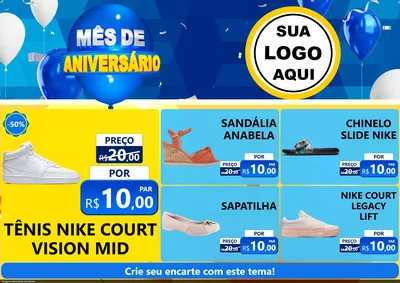 Modelo de Encarte para Encarte A4 Horizontal com o tema Mês de Aniversário para Calçados