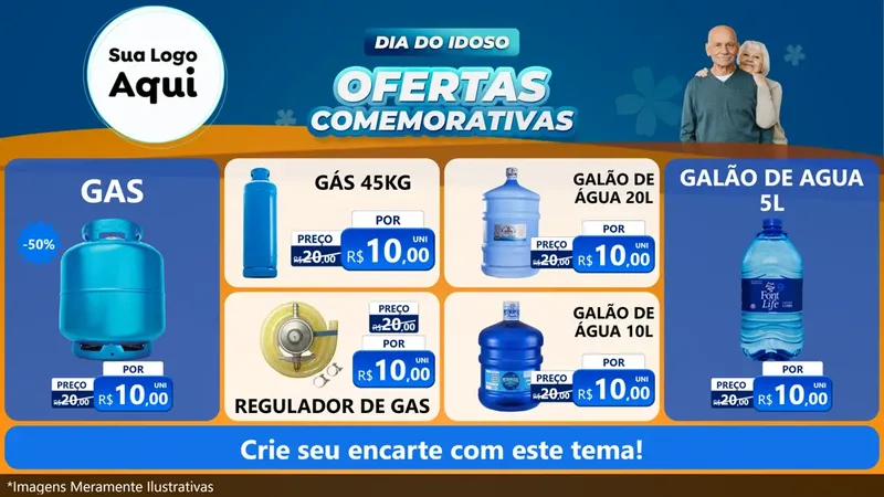 Modelo de TV para TV Horizontal com o tema Dia do Idoso para Água e gás