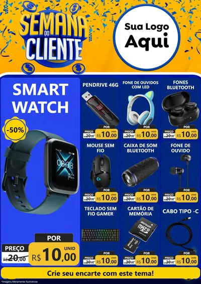Modelo de Encarte para Encarte A4 Vertical com o tema Semana do Cliente para Informática