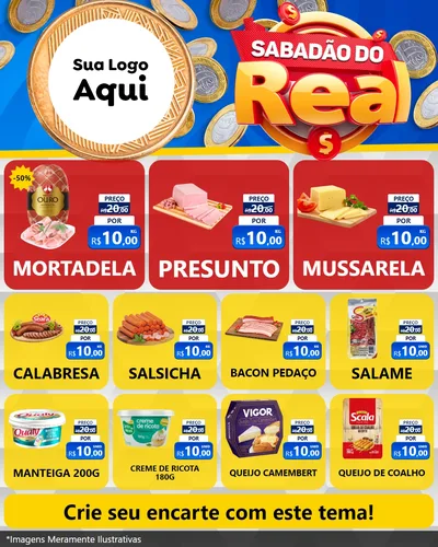 Modelo de Rede Social para Feed Instagram com o tema Sabadão do Real para Frios e Laticínios