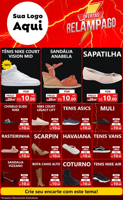 Modelo de Encarte para Encarte Grande com o tema Ofertas Relâmpago para Calçados