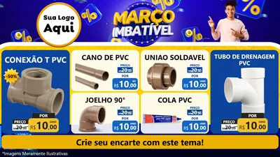 Modelo de TV para TV Horizontal com o tema Março Imbatível para Tubos e conexões
